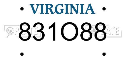 831O88 Virginia License Plate