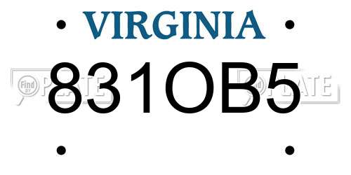 831OB5 Virginia License Plate