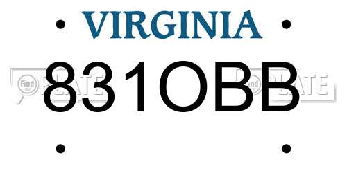 831OBB Virginia License Plate