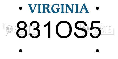 831OS5 Virginia License Plate
