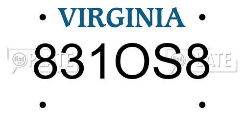 831OS8 Virginia License Plate