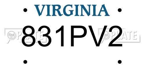 831PV2 Virginia License Plate