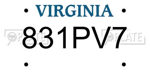 831PV7 Virginia License Plate