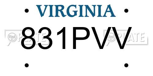 831PVV Virginia License Plate