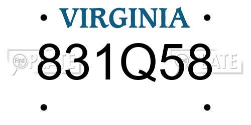 831Q58 Virginia License Plate