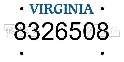 8326508 Virginia License Plate