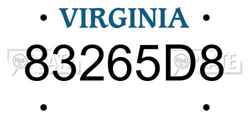 83265D8 Virginia License Plate