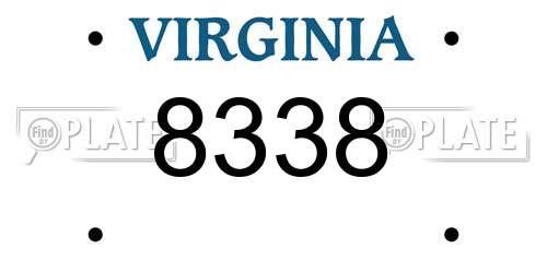 8338 Virginia License Plate