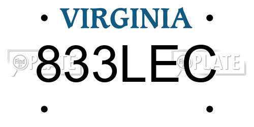 833LEC Virginia License Plate
