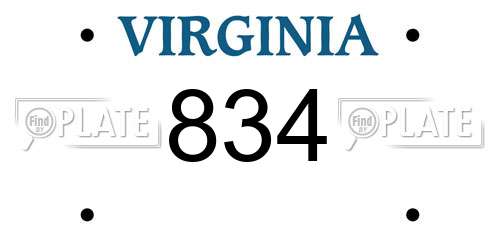 834 Virginia License Plate