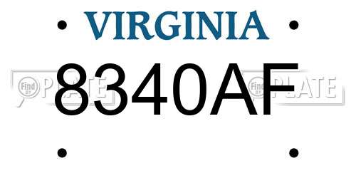 8340AF Virginia License Plate