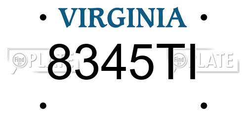 8345TI Virginia License Plate