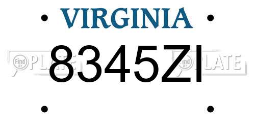 8345ZI Virginia License Plate