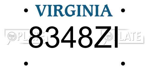 8348ZI Virginia License Plate