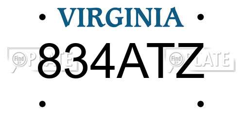 834ATZ Virginia License Plate