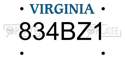 834BZ1 Virginia License Plate