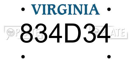 834D34 Virginia License Plate