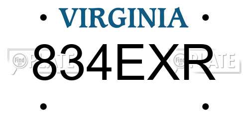 834EXR Virginia License Plate