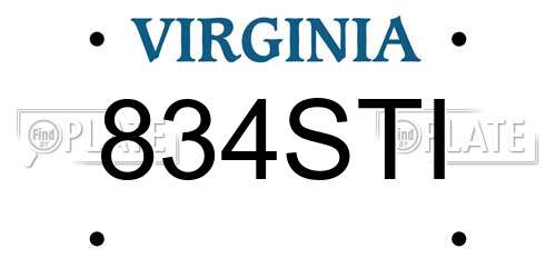 834STI Virginia License Plate