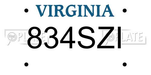 834SZI Virginia License Plate