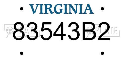 83543B2 Virginia License Plate