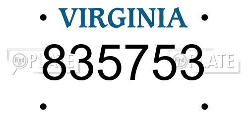 835753 Virginia License Plate