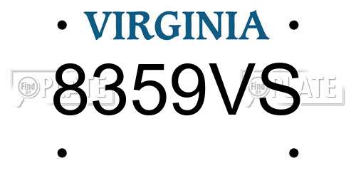 8359VS Virginia License Plate