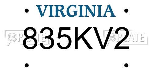 835KV2 Virginia License Plate