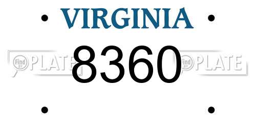 8360 Virginia License Plate