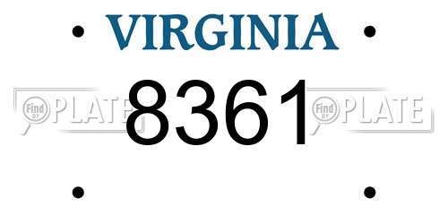 8361 Virginia License Plate