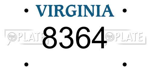 8364 Virginia License Plate