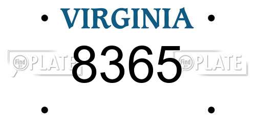 8365 Virginia License Plate