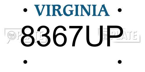 8367UP Virginia License Plate