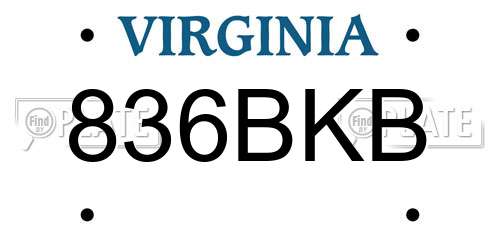 836BKB Virginia License Plate