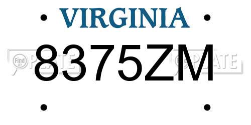 8375ZM Virginia License Plate