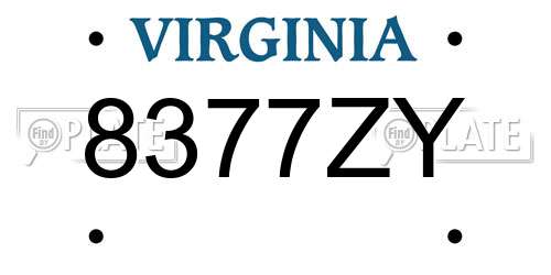 8377ZY Virginia License Plate