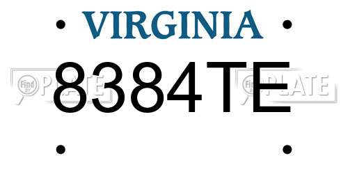 8384TE Virginia License Plate