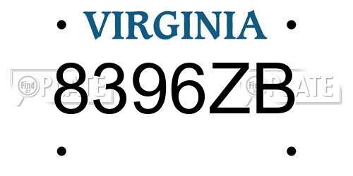 8396ZB Virginia License Plate