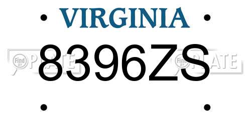 8396ZS Virginia License Plate