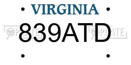 839ATD Virginia License Plate