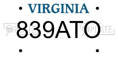 839ATO Virginia License Plate