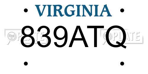 839ATQ Virginia License Plate
