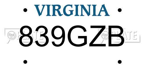 839GZB Virginia License Plate