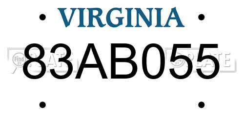 83AB055 Virginia License Plate