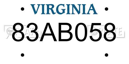 83AB058 Virginia License Plate