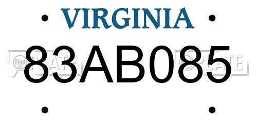 83AB085 Virginia License Plate