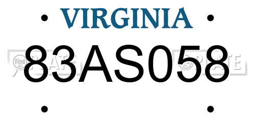 83AS058 Virginia License Plate