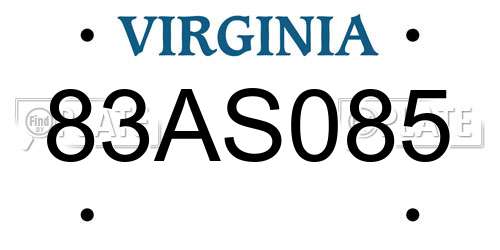 83AS085 Virginia License Plate