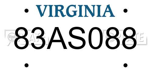 83AS088 Virginia License Plate