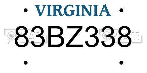83BZ338 Virginia License Plate